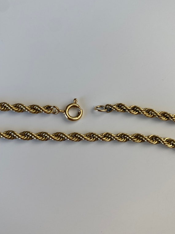 Vintage Solid 14k Yellow Gold Rope Chain Bracelet… - image 7