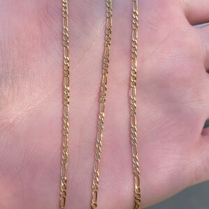 Vintage Solid 14k Yellow Gold Dainty Figaro Chain Necklace - 21.25 inches - Quality Fine Estate Jewelry - Real Genuine Gold