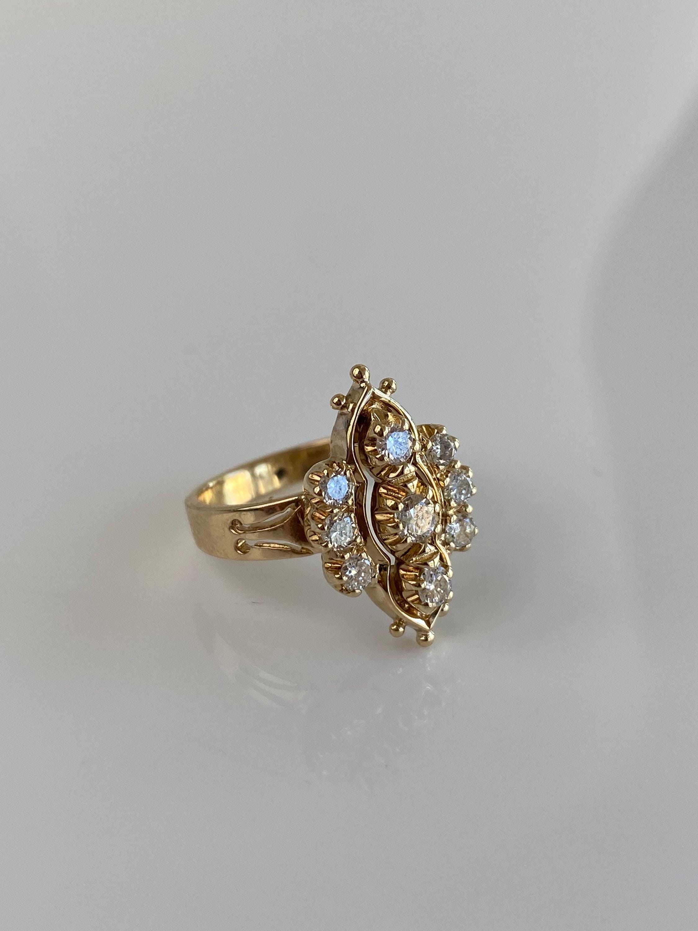Vintage Solid 14k Yellow Gold Diamond Ornate Ring - Size 6.5 - Etsy