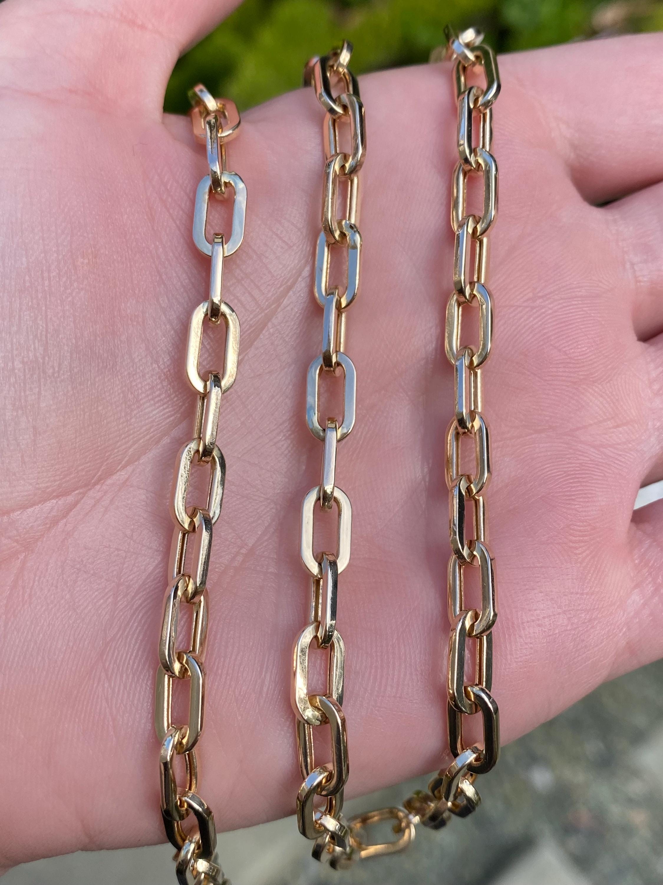 Vintage 14k Yellow Gold Chunky Paperclip Chain Necklace - 30.5 inches - Real Genuine Gold