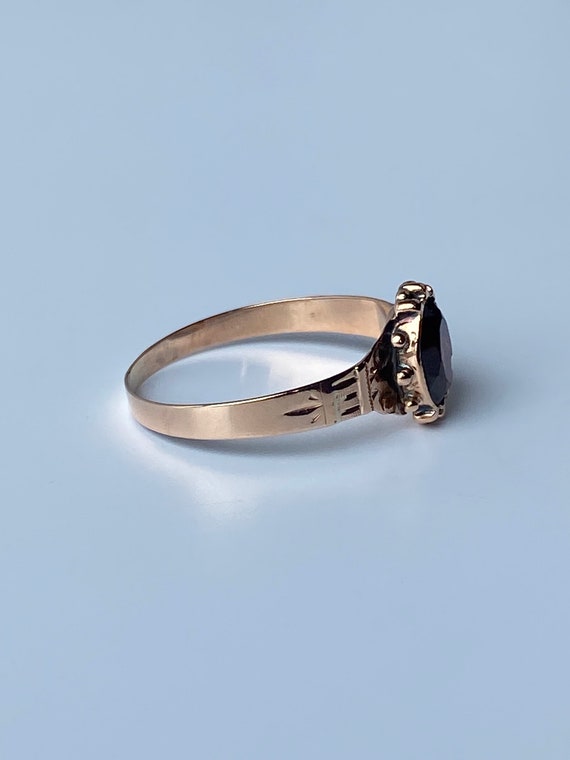 Vintage Solid 10k Rosey Gold Garnet Ring - Size 8… - image 9