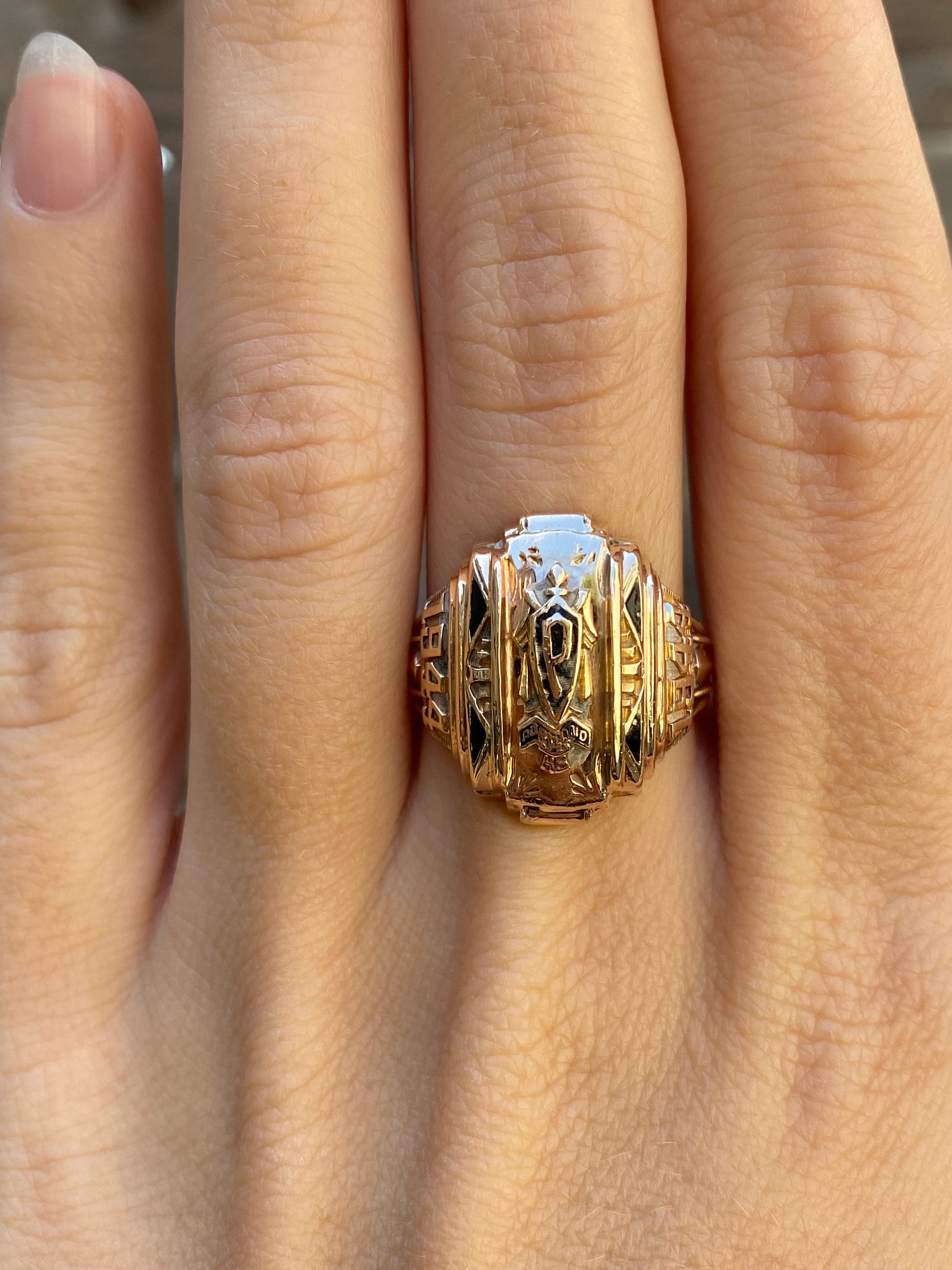 Vintage 60s College Ring Silver Size 11 Used Retro Americana