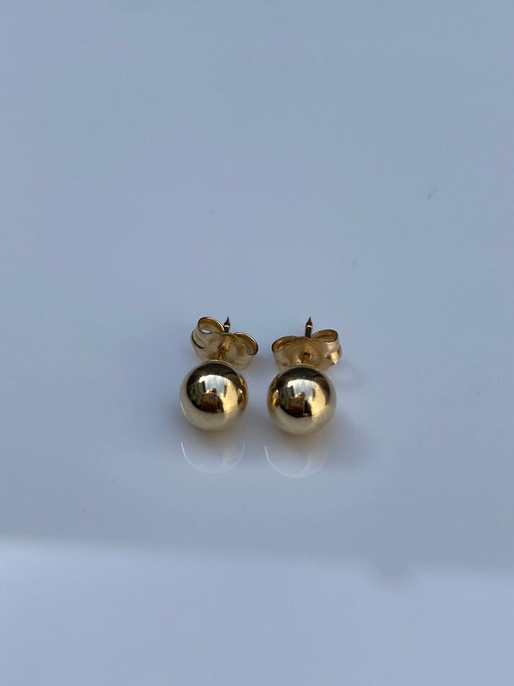 Vintage 14k Yellow Gold Ball Stud Earrings - Qual… - image 4