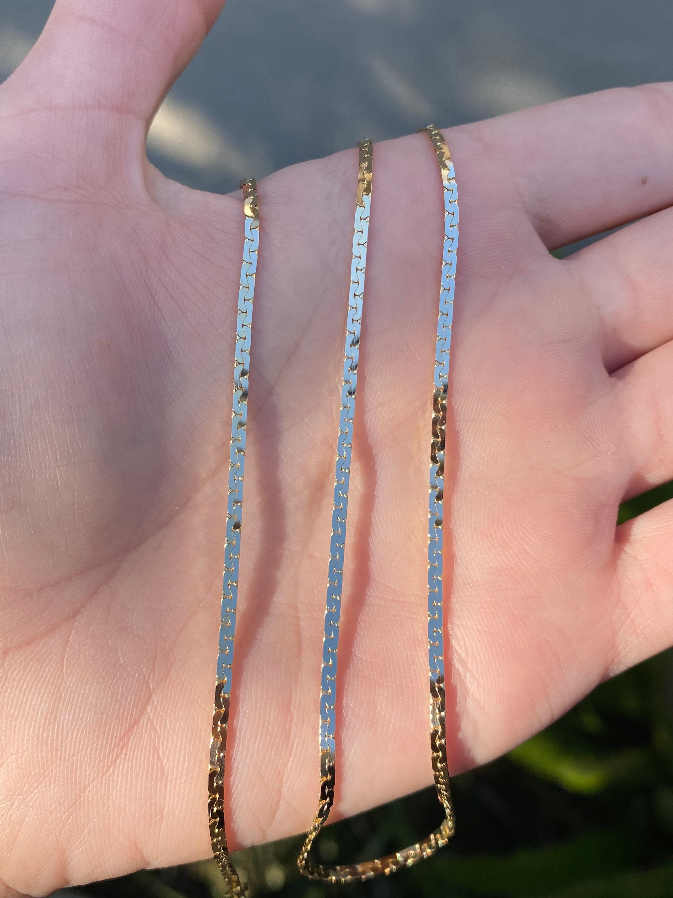 Vintage 14k Yellow Gold Dainty C Link Chain Necklace 20.25 Inches
