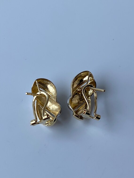 Vintage Solid 14k Yellow & White Gold Drop Earrin… - image 5