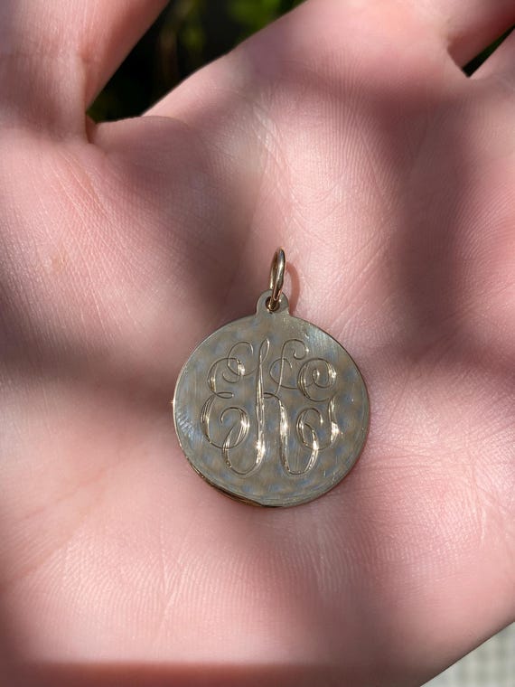 Solid 14k Yellow Gold Monogram Charm - Quality Fi… - image 1