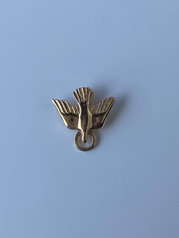 Vintage Solid 14k Yellow Gold Bird Charm - Fine E… - image 3