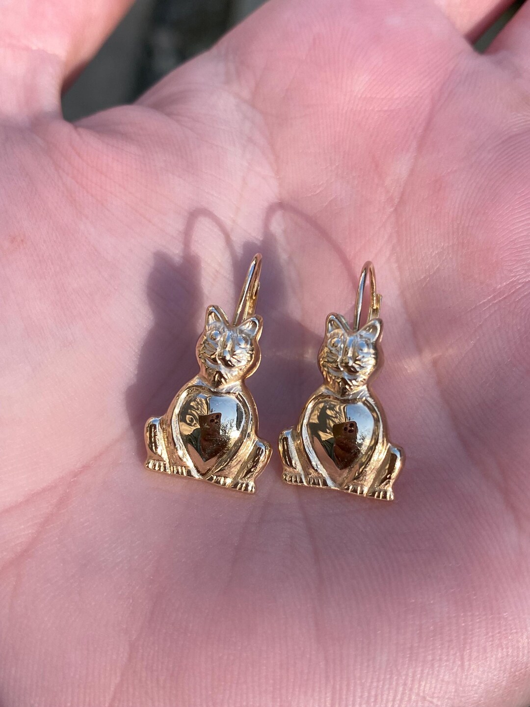 Ball Drop Earring in French Blue with Gold Cat Charm main image 0