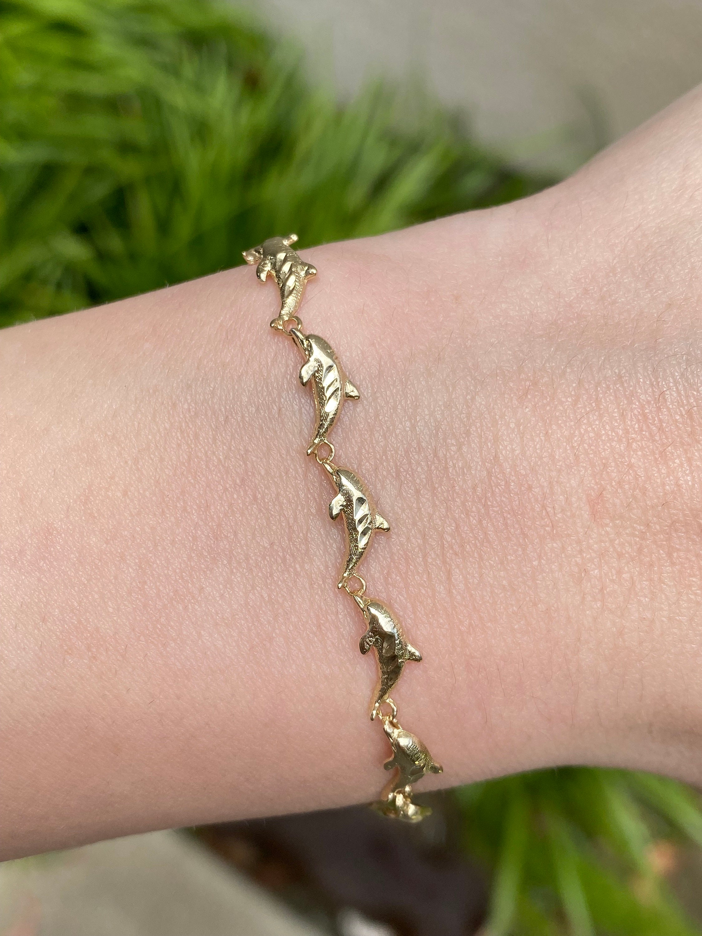 Vintage 14k delicate Dolphin Bracelet Bangel