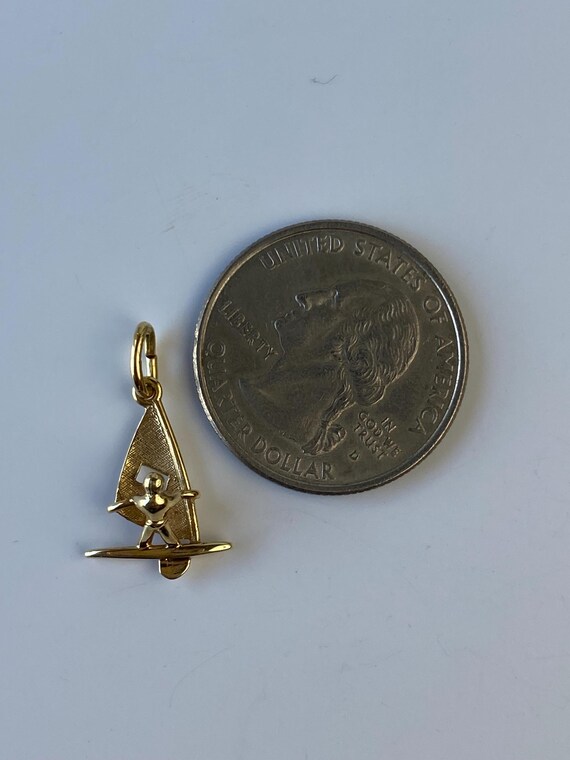 Solid 14k Yellow Gold Wind Sailing Guy Charm - image 6