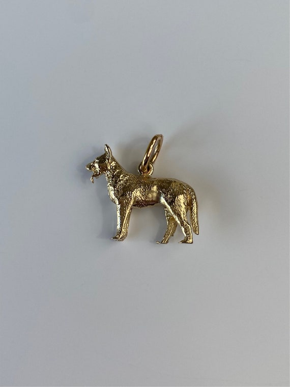 Vintage Solid 14k Yellow Gold German Shepard Dog … - image 3