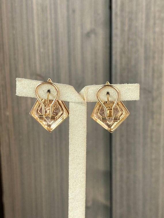 14k Two Toned Gold Diamond Drop Earrings - Qualit… - image 4