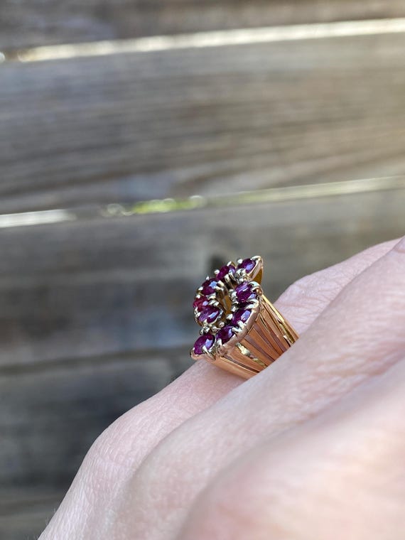 Vintage Solid 14k Yellow Gold Ruby Ring - Size 4 … - image 3