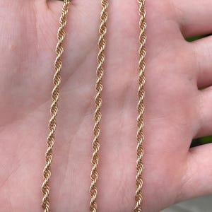 Vintage Solid 10k Yellow Gold Rope Chain Necklace - 26.25 inches - Fine Estate Jewelry - Real Genuine Gold