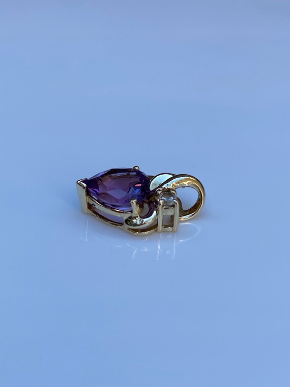 Vintage Solid 10k Yellow Gold Heart Cut Amethyst … - image 4