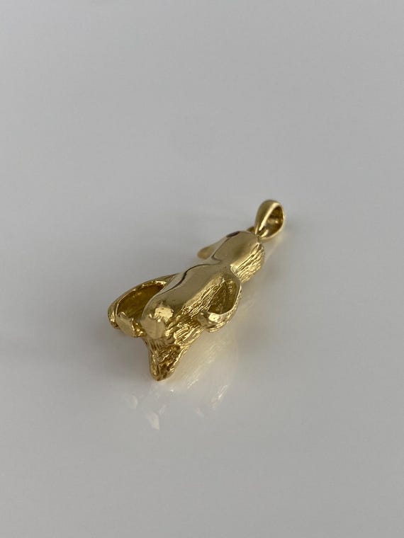 Vintage Solid 18k Yellow Gold Ruby Penguin Charm … - image 5