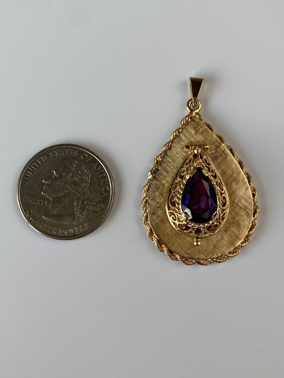 Vintage Solid 14k Yellow Gold Purple Sapphire Con… - image 8