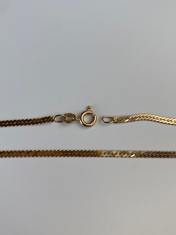 Vintage Solid 14k Yellow Gold Herringbone Chain N… - image 8