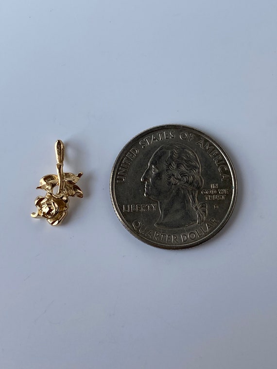 Vintage Solid 14k Yellow Gold Rose Charm - Fine E… - image 6