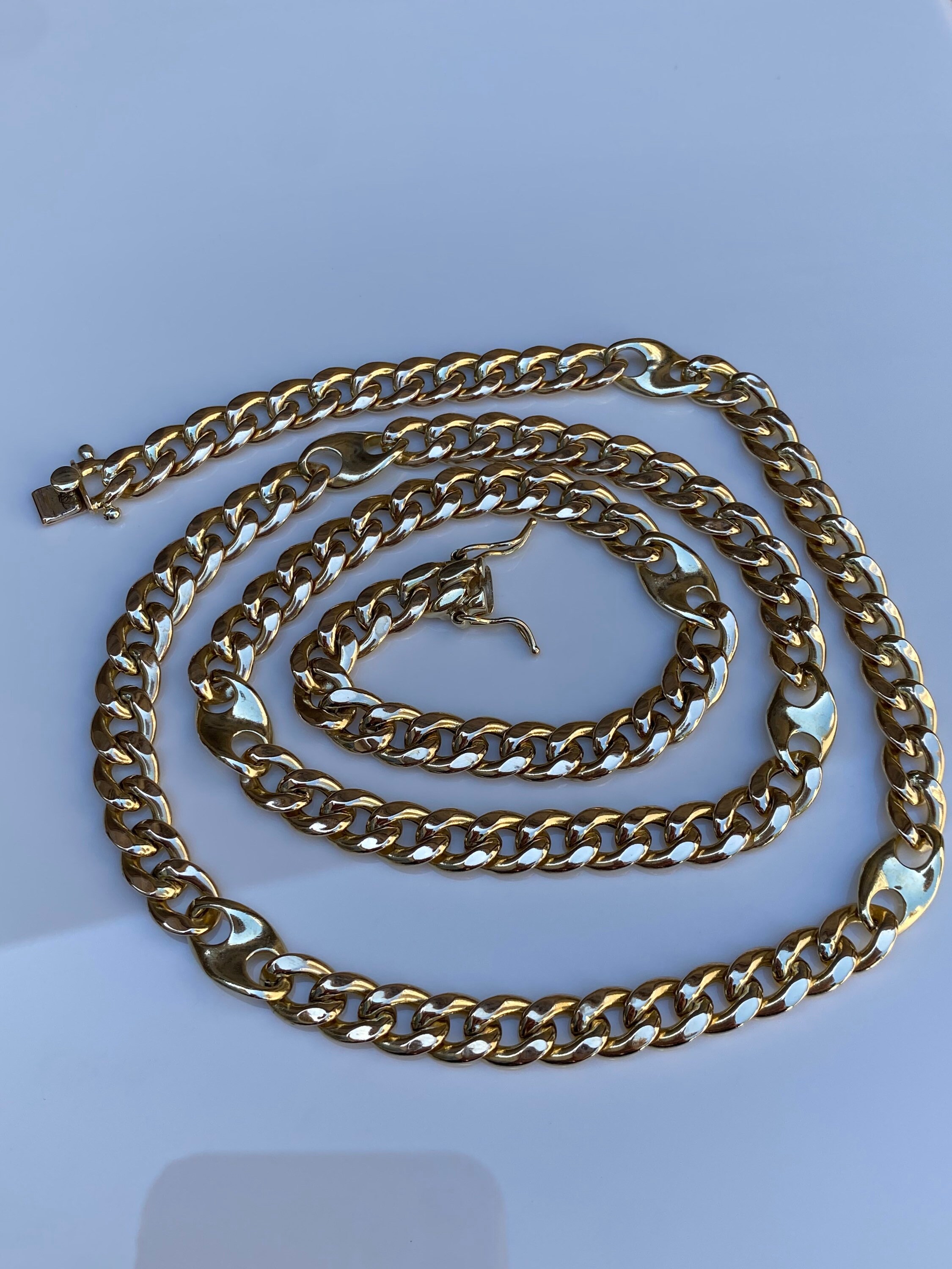 49 Gram Vintage 10k Yellow Gold Curb Mariner Chain Necklace Etsy