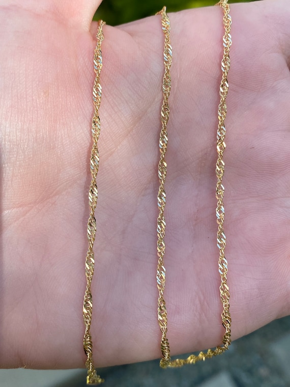 Vintage 18k Yellow Gold Twist Chain Necklace - 24 