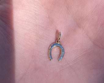 Solid 10k Yellow Gold Lucky Horseshoe Charm - Real Genuine Gold - Fine Estate Jewelry