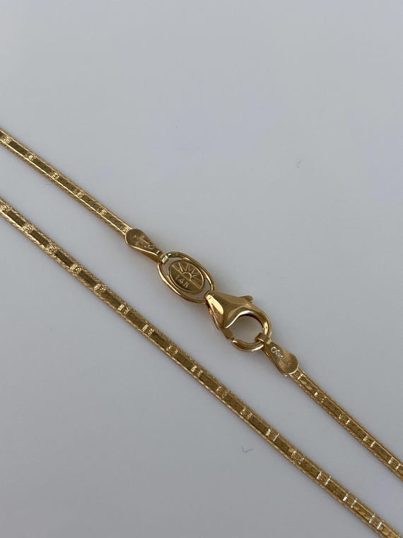 Vintage Solid 14k Yellow Gold Pattern Flat Chain … - image 9