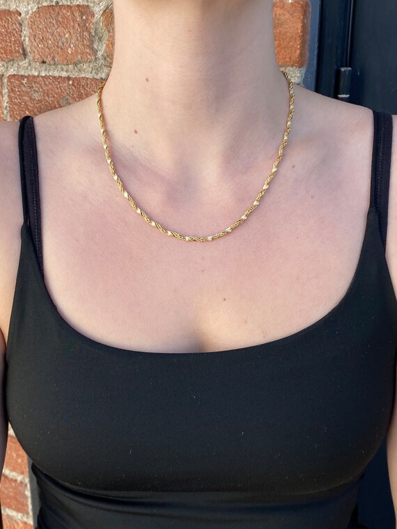 Vintage 14k Yellow Gold Twist Chain Necklace - 18… - image 4
