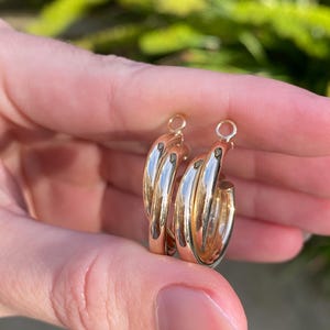 Vintage 14k Yellow Gold Layered Hoop Earring Jackets - Quality Fine Estate Jewelry - Real Genuine Gold