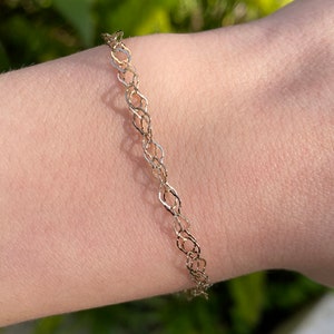 Vintage Solid 14k Yellow Gold Dainty Chain Bracelet - 7.5 inches - Real Genuine Gold - Fine Estate Jewelry