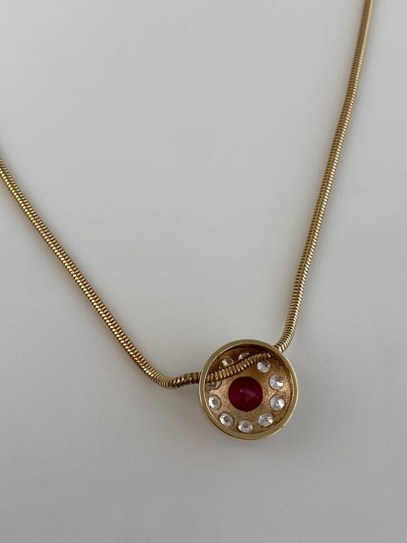 Vintage Solid 14k Yellow Gold Ruby Clear Cubic Zi… - image 8