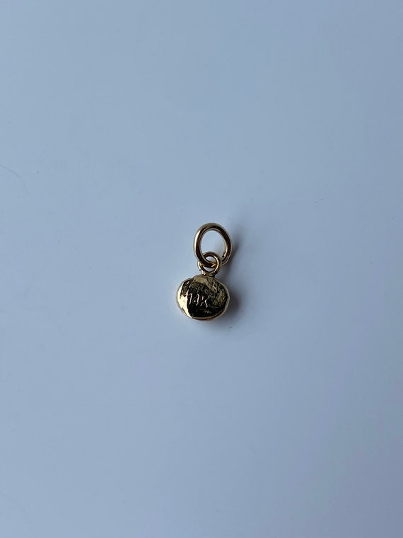 Solid 14k Yellow Gold Little Heart Pebble Charm - image 5