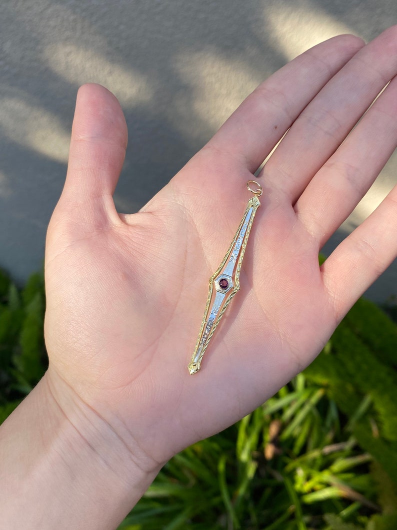 Vintage Art Deco Solid 14k Yellow & White Gold Pin Conversion Etsy