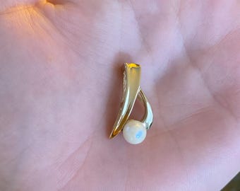 Vintage Solid 14k Yellow Gold Pearl Slide Charm