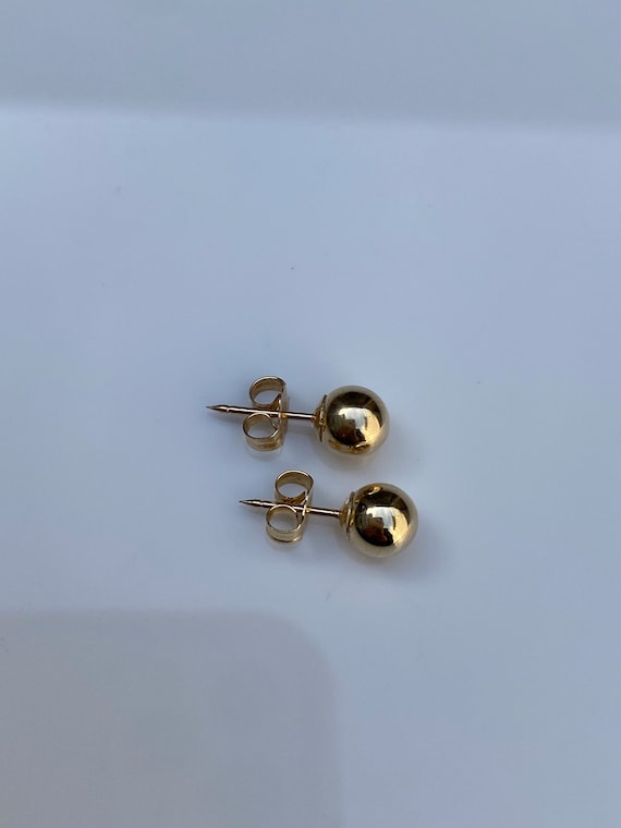 Vintage 14k Yellow Gold Ball Stud Earrings - Qual… - image 5