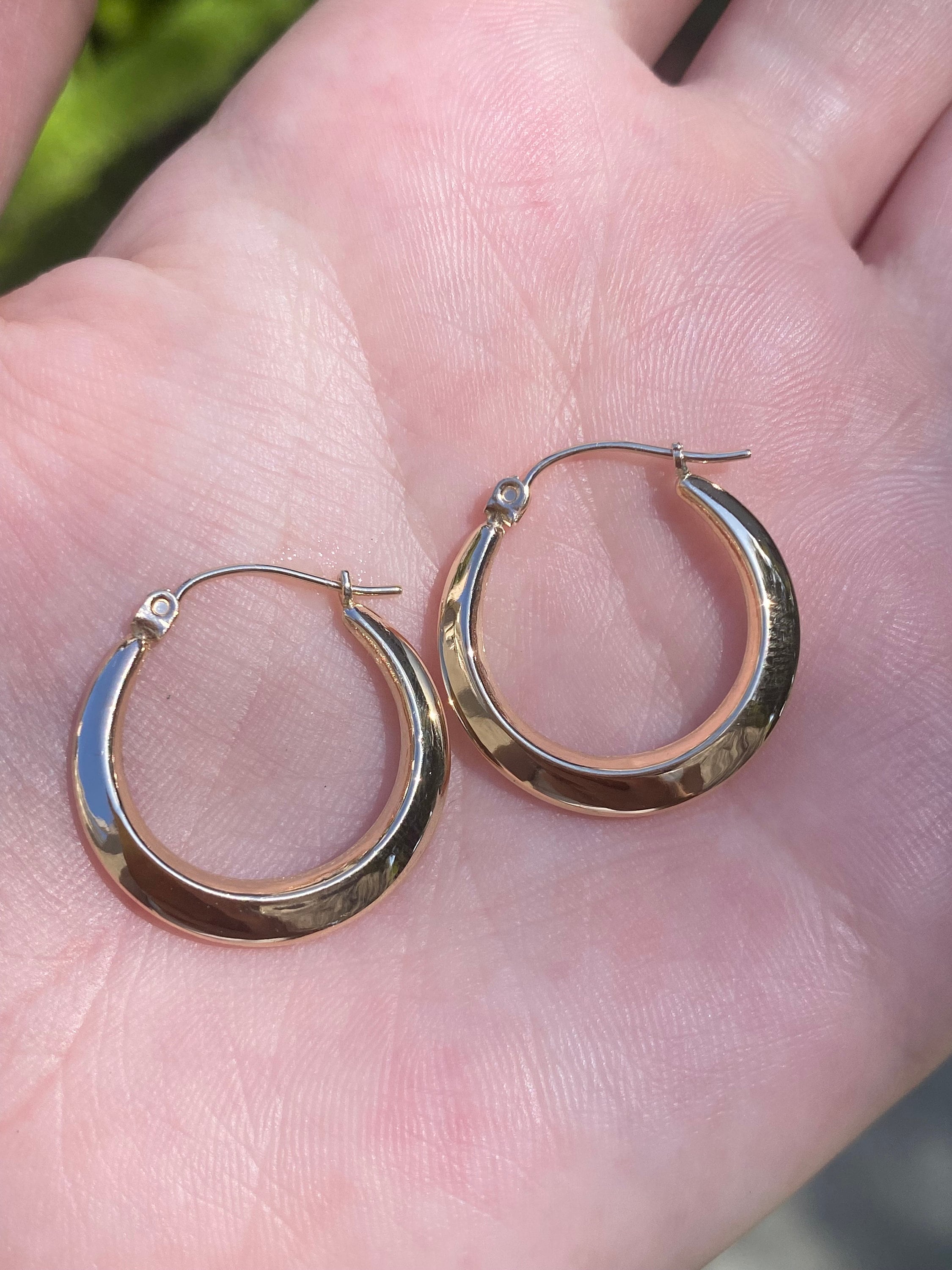 Orecchini A Cerchio Sottili Vintage In Oro Giallo 14k - Gioielli - Foto 13