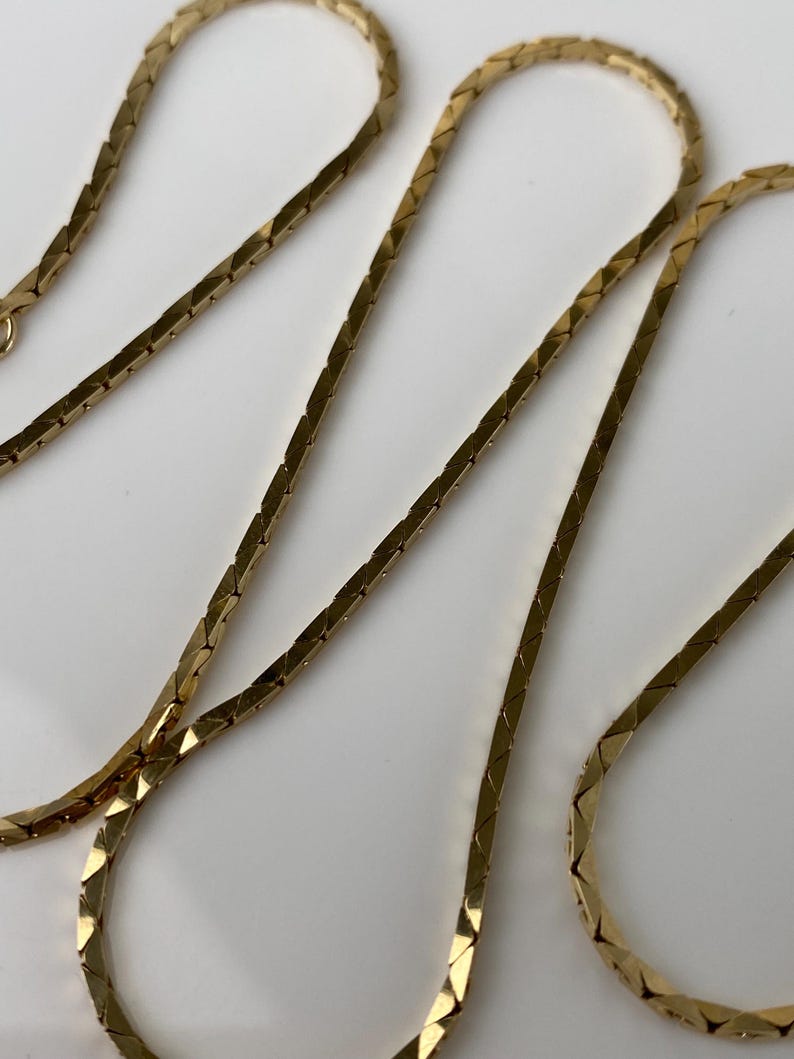 Triangular Link Chain Vintage Solid 14k Yellow Gold Triangle Link Chain Necklace - 18 Inches ...