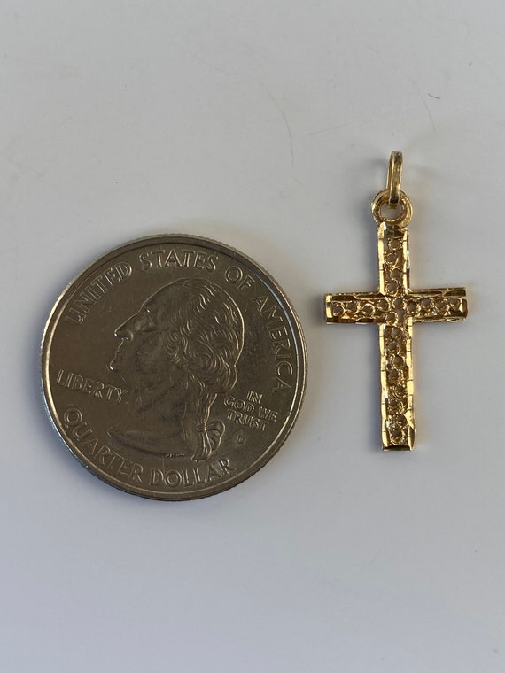 Vintage 14k Yellow Gold Religious Cross Charm - P… - image 6