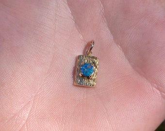 Vintage Solid 14k Yellow Gold Opal Doublet Tie Tack Conversion Charm - Gemstone - Quality Fine Estate Jewelry - Real Genuine Gold