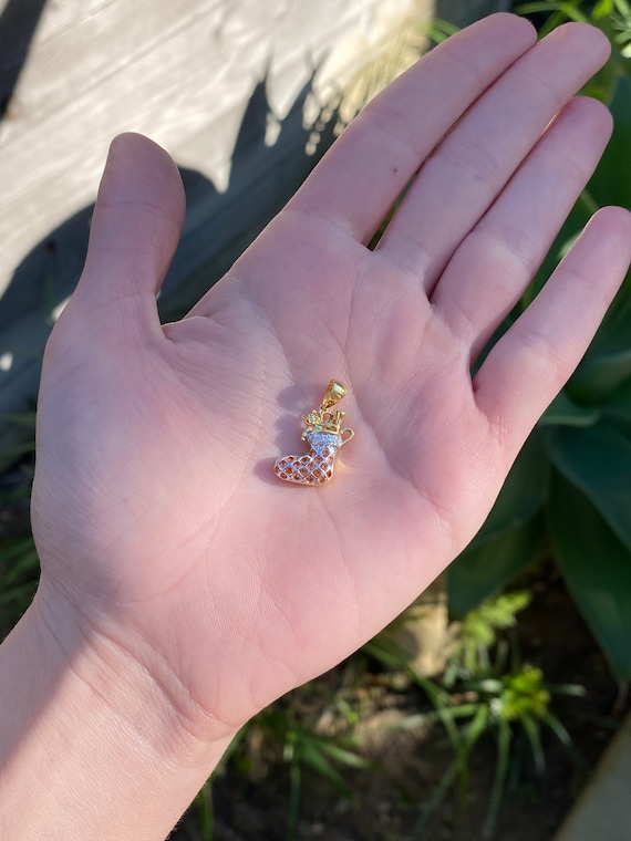 Solid 18k White Yellow Gold Diamond & Orange Sapp… - image 2