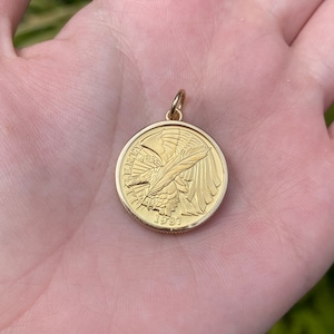 5 Dollar Constitution Bicentennial Gold Coin Pendant in 14k Frame - Quality Fine Estate Jewelry - Real Genuine Gold - Necklace Pendant