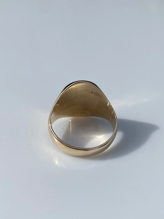 Vintage Solid 10k Yellow Gold Diamond Signet Ring… - image 9