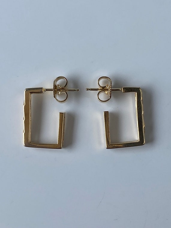 Vintage Solid 14k Yellow Gold Patterned Rectangle… - image 6