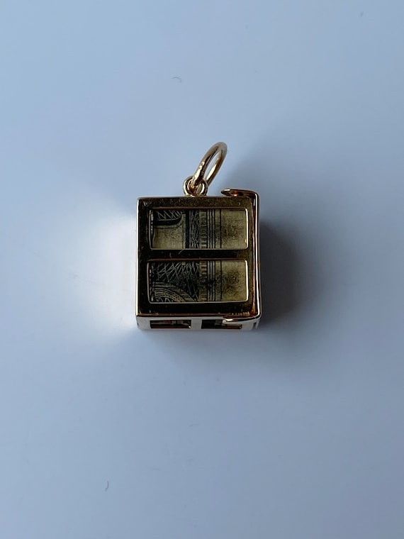 Vintage Solid 14k Yellow Gold Money Box Charm - P… - image 4