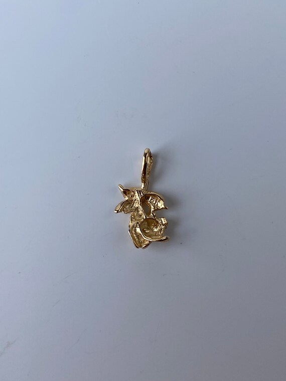 Vintage Solid 14k Yellow Gold Rose Charm - Fine E… - image 4