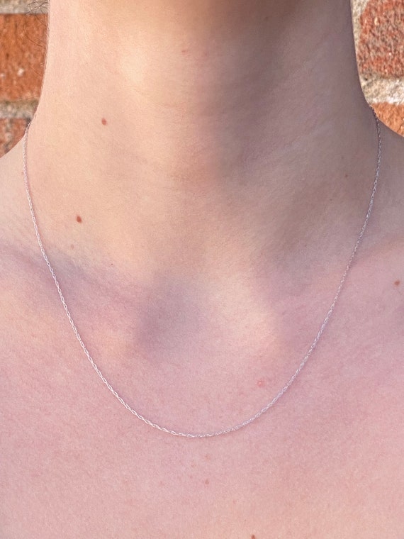 Vintage Solid 14k White Gold Dainty Chain Necklac… - image 3