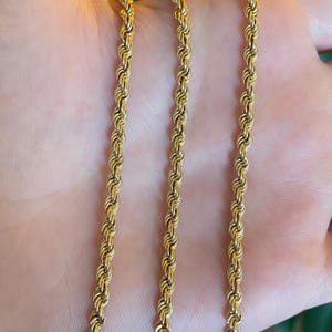 Vintage Solid 14k Yellow Gold Rope Chain Necklace - 18.25 inches - Fine Estate Jewelry - Real Genuine Gold