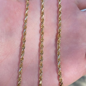 Vintage Solid 14k Yellow Gold Rope Chain Necklace - 20.5 inches - Fine Estate Jewelry - Real Genuine Gold