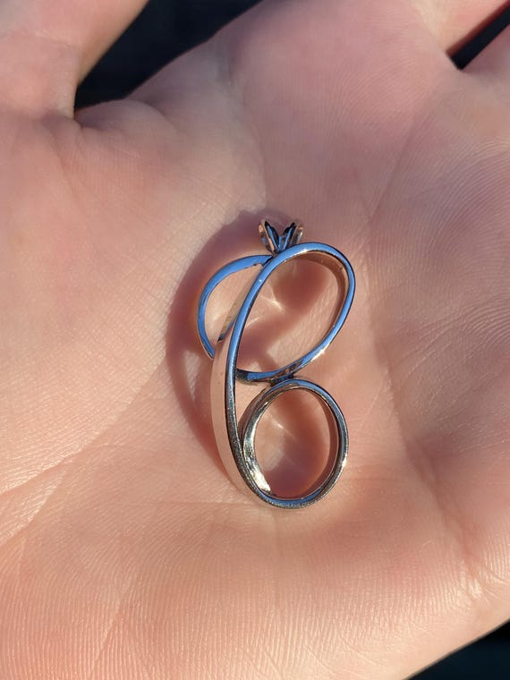 Solid 14k White Gold Initial 'C' Charm - image 1