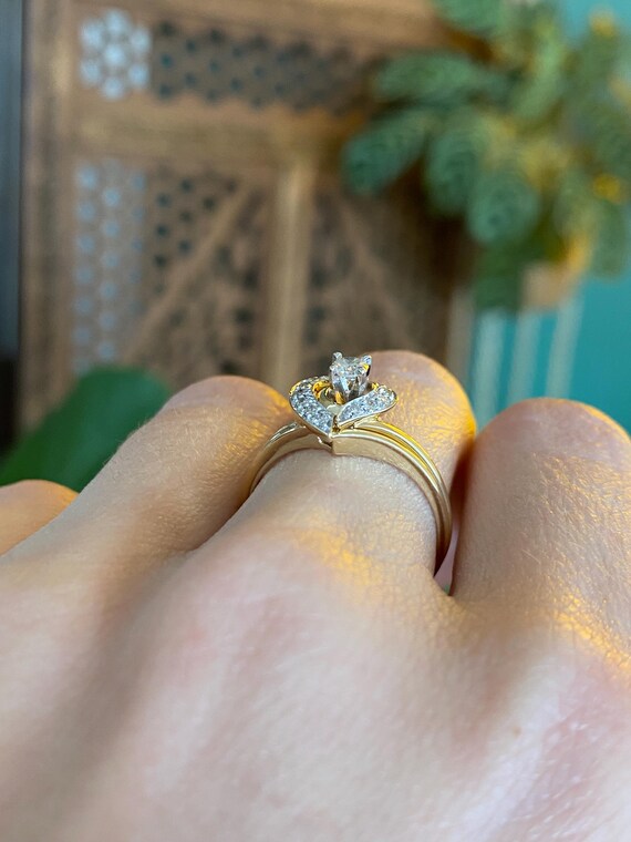 Vintage Solid 14k Yellow Gold Interlocking Diamon… - image 4